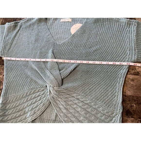 Full Circle Women's Long Sleeve Shirt XL Green V-Neck Knit Top Pullover - Picture 3 of 6